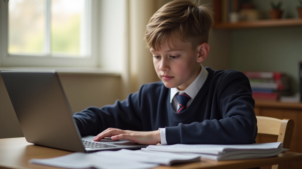 Teenager reviewing UCAS application form and university preparation materials